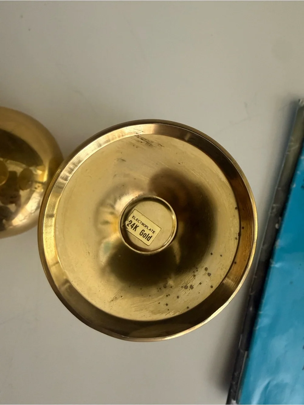 Vintage Set of 2 Gold Electroplated Coupe Cocktail Glasses 24K Gold Plate